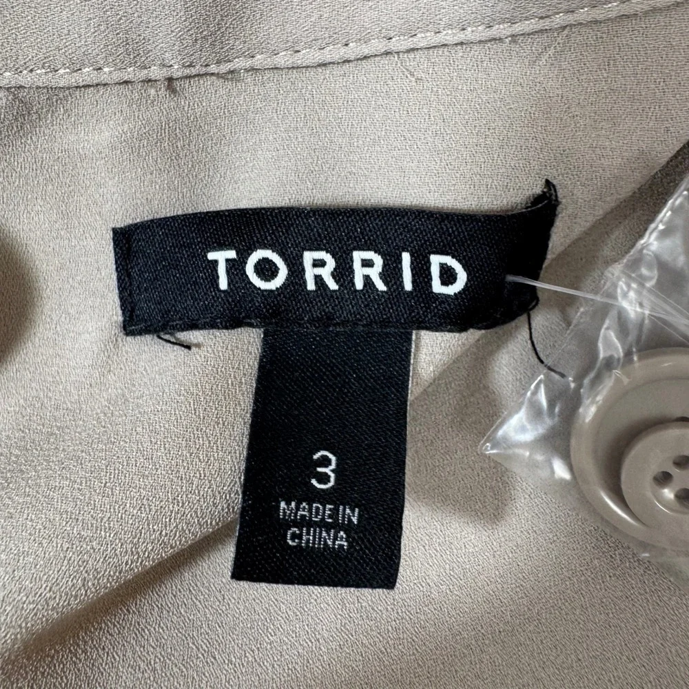 Torrid Trench Jacket Taupe Drape Front Roll Sleeve 3X 22-24 FLAW nwt Classic